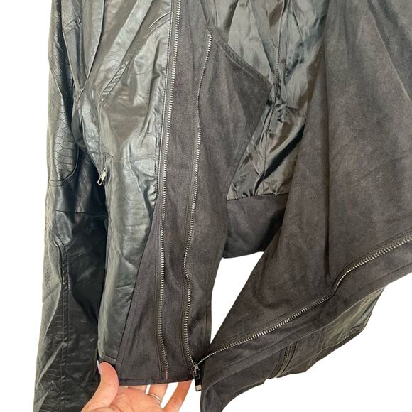 Ark & Co Black Faux Leather and Suede Moto Jacket Women's Size Small Biker - Picture 6 of 8